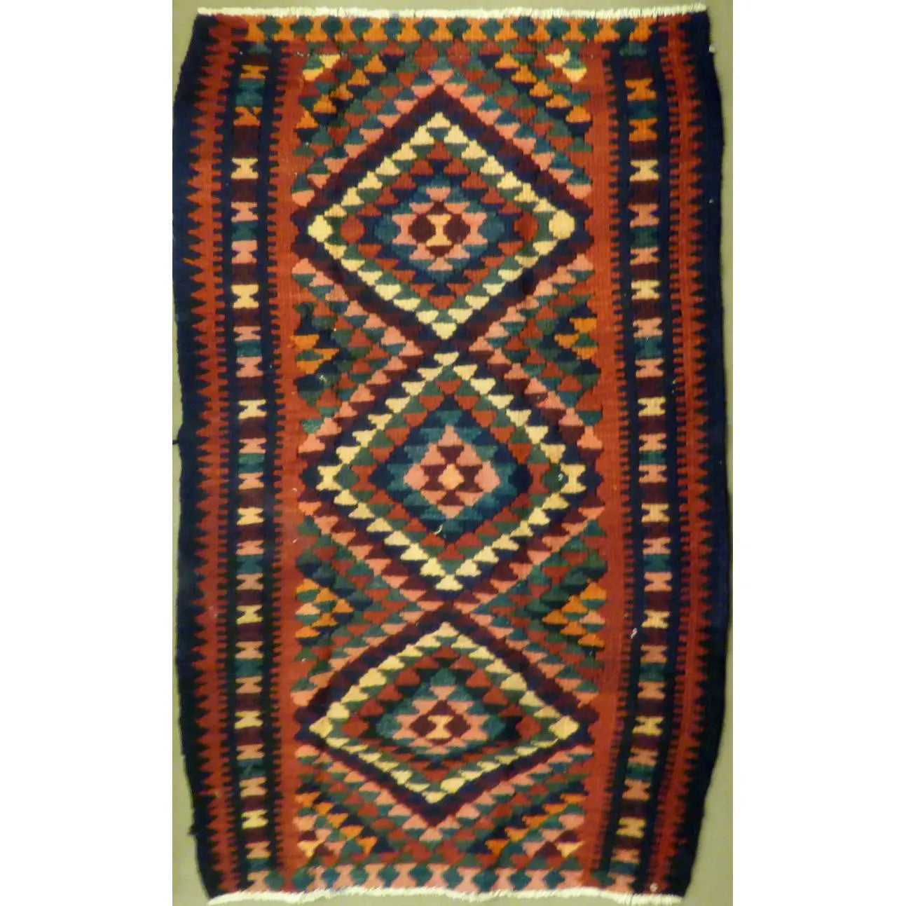 One Of The Kind Authentic Hand-Knotted Sanandaj Vintage Kilim 11'4" X 4'3"
